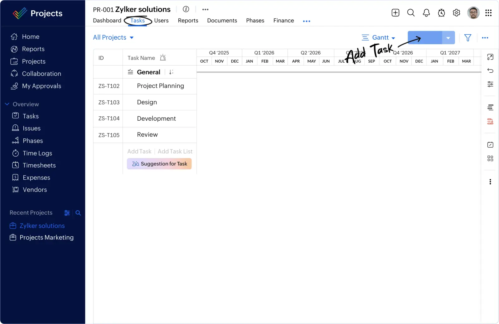 Zoho Projects — zoho.com — Gestion de projet